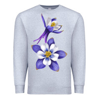 Heather Grey Colorado Rocky Mountain Columbine Flower Premium Sweatshirt - RanaPortraitStore