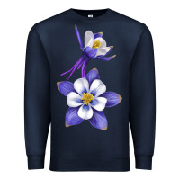 Navy Colorado Rocky Mountain Columbine Flower Premium Sweatshirt - RanaPortraitStore