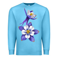 Ocean Blue Colorado Rocky Mountain Columbine Flower Premium Sweatshirt - RanaPortraitStore
