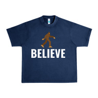 Navy believe bigfoot white Urban Heavy Tee - artisFamous