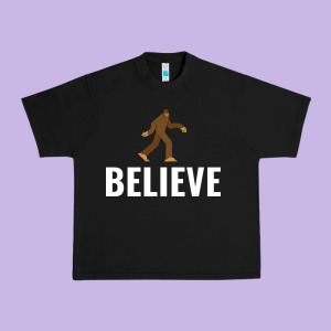 Believe Bigfoot White Urban Heavy Tee Designed By Artisfamous