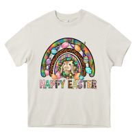 Cream Happy Easter Rainbow Heavy Core Tee - BundleAndBundleShop