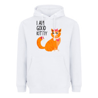 White I Am Good Kittiy Heavyweight Hoodie - Bettercallsaul