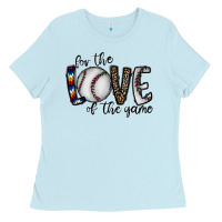 Baby Blue for the love of the game baseball Ladies Tee - CowhideDigitalArt