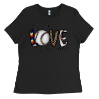 Black for the love of the game baseball Ladies Tee - CowhideDigitalArt