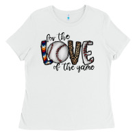 White for the love of the game baseball Ladies Tee - CowhideDigitalArt