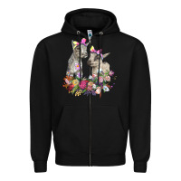 Black floral baby goats Zipper Hoodie - RanaPortraitStore