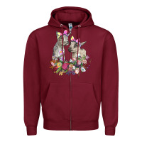 Burgundy floral baby goats Zipper Hoodie - RanaPortraitStore