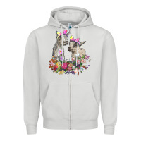 Dove Grey floral baby goats Zipper Hoodie - RanaPortraitStore