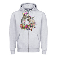 Heather Grey floral baby goats Zipper Hoodie - RanaPortraitStore
