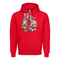 Red floral baby goats Zipper Hoodie - RanaPortraitStore