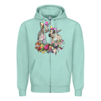 Seafoam floral baby goats Zipper Hoodie - RanaPortraitStore