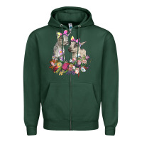 Sports Green floral baby goats Zipper Hoodie - RanaPortraitStore