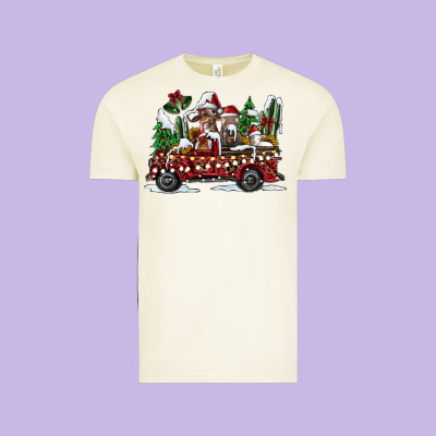 Festive Farm Animal Christmas Truck Vintage Tee Designed By Cowhidedigitalart