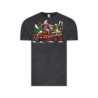 Vintage Black festive farm animal christmas truck Vintage Tee - CowhideDigitalArt