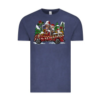 Vintage Denim festive farm animal christmas truck Vintage Tee - CowhideDigitalArt