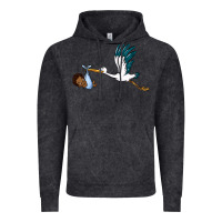 Vintage Black stork with black baby boy Vintage Hoodie - BarkalooDesign