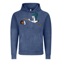Vintage Denim stork with black baby boy Vintage Hoodie - BarkalooDesign