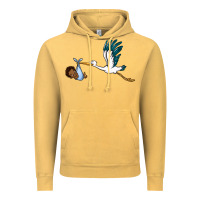 Vintage Mustard stork with black baby boy Vintage Hoodie - BarkalooDesign
