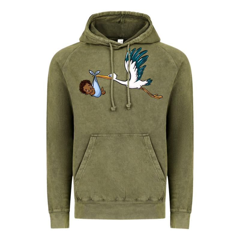 Stork With Black Baby Boy Vintage Hoodie by BarkalooDesign | Teevron