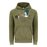 Vintage Olive stork with black baby boy Vintage Hoodie - BarkalooDesign