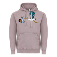 Vintage Zinc stork with black baby boy Vintage Hoodie - BarkalooDesign