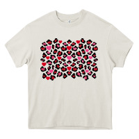 Cream valentines day leopard and heart background Heavy Core Tee - FaDigitalArtStudio