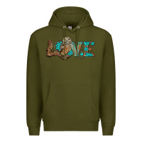 Army Green owl love Premium Hoodie - BarkalooDesign