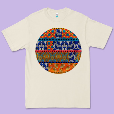 African Fabric Pattern Round Earrings Premium Tee Designed By Bundleandbundleshop