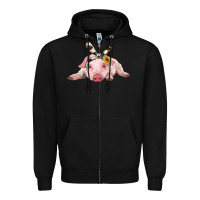 Black baby pig with cowhide ribbon Zipper Hoodie - RanaPortraitStore