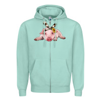 Baby Pig With Cowhide Ribbon Zipper Hoodie | Teevron