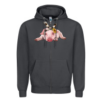 Smoke baby pig with cowhide ribbon Zipper Hoodie - RanaPortraitStore