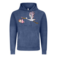 Vintage Denim stork with baby girl Vintage Hoodie - BarkalooDesign