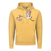 Vintage Mustard stork with baby girl Vintage Hoodie - BarkalooDesign