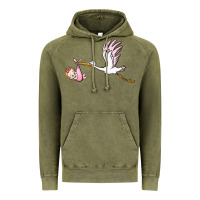 Vintage Olive stork with baby girl Vintage Hoodie - BarkalooDesign