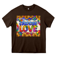 Chocolate Brown Western Choose Love Tumbler Heavy Core Tee - BundleAndBundleShop