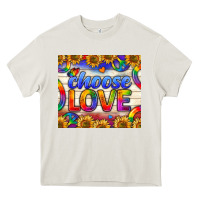 Cream Western Choose Love Tumbler Heavy Core Tee - BundleAndBundleShop