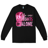 Black Breast cancer no one fights alone boxing Long Sleeve Tee - Artiststas