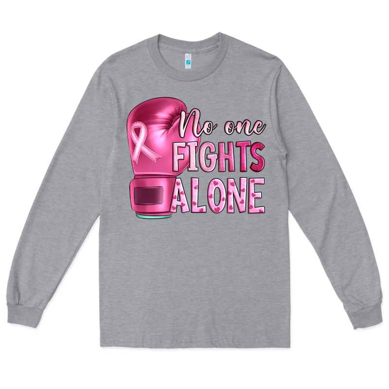 Breast Cancer No One Fights Alone Boxing Long Sleeve Tee by Artiststas | Teevron