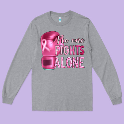 Breast Cancer No One Fights Alone Boxing Long Sleeve Tee Designed By Artiststas