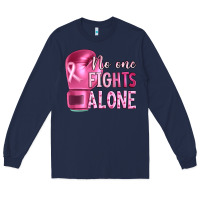 Navy Breast cancer no one fights alone boxing Long Sleeve Tee - Artiststas