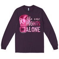 Plum Breast cancer no one fights alone boxing Long Sleeve Tee - Artiststas