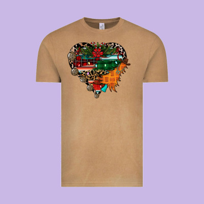 Festive Western Christmas Heart Vintage Tee Designed By Cowhidedigitalart