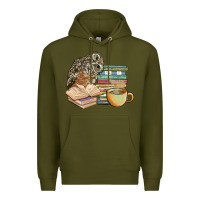 Army Green owl and books Premium Hoodie - BarkalooDesign