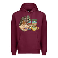 Burgundy owl and books Premium Hoodie - BarkalooDesign