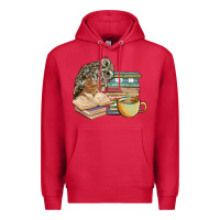 Cardinal owl and books Premium Hoodie - BarkalooDesign