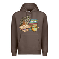 Coffee owl and books Premium Hoodie - BarkalooDesign