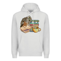 Dove Grey owl and books Premium Hoodie - BarkalooDesign