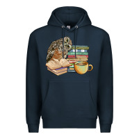 Navy owl and books Premium Hoodie - BarkalooDesign