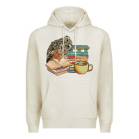 Oatmeal Heather owl and books Premium Hoodie - BarkalooDesign